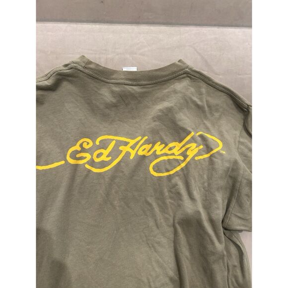 Ed Hardy Mens Medium Y2K Green Skull Cards T Shirt - Picture 11 of 11